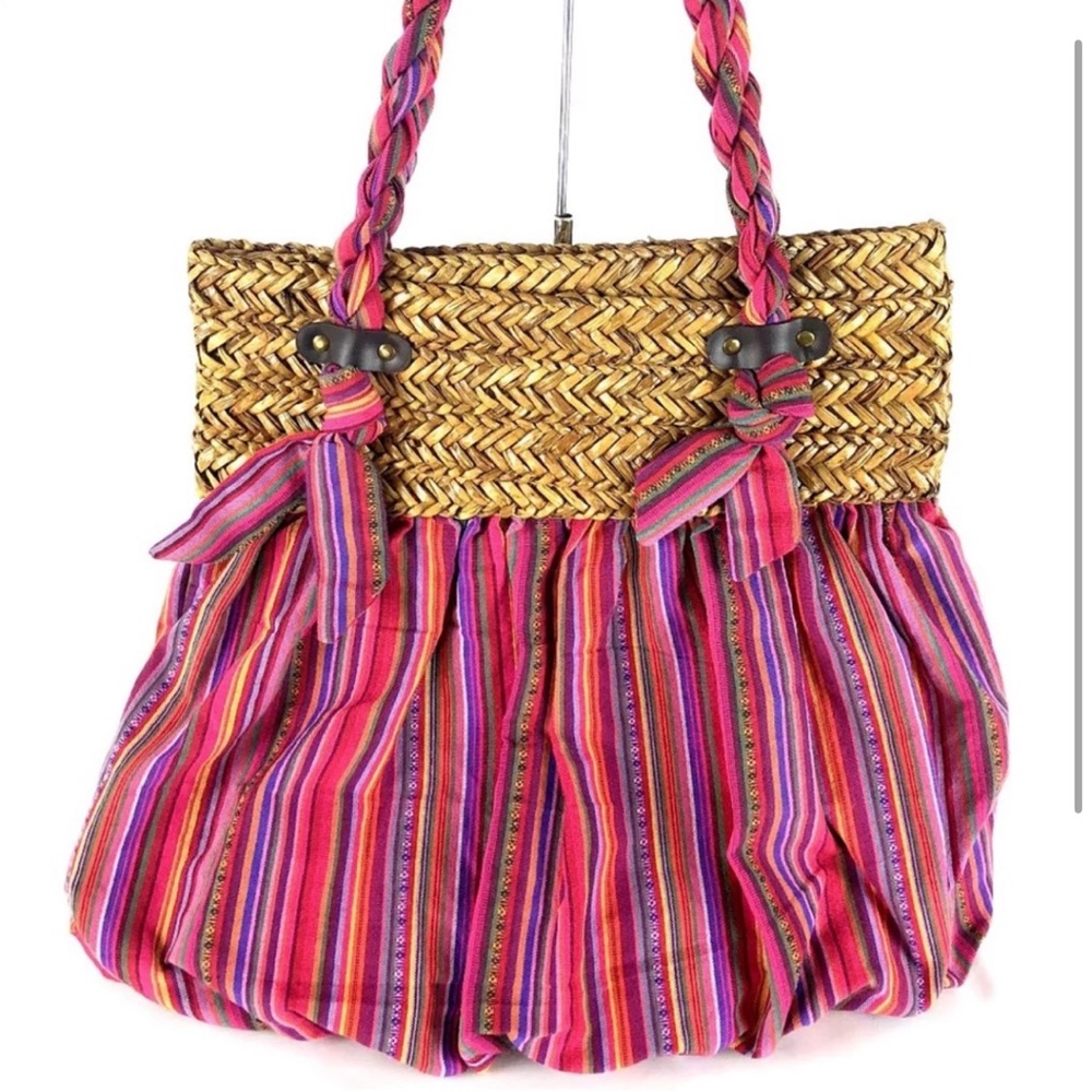 New Poppie jones Vacation Wicker‎ & Fabric Shoulder Bag